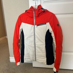 Womens Red/Orange, White and Navy Ski Jacket